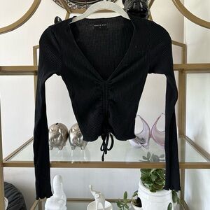 White fox black ruched long sleeve